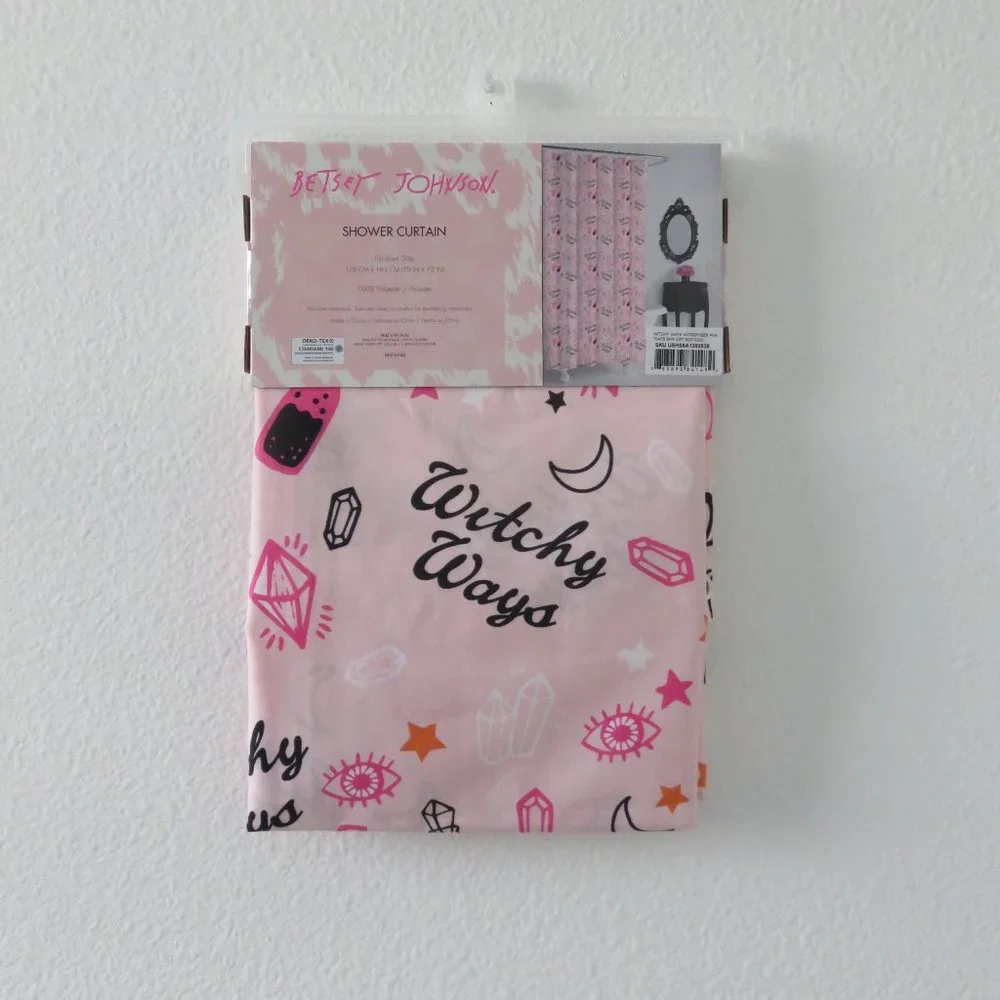 (#H) Betsey Johnson Witchy Ways Pink Shower Curtain